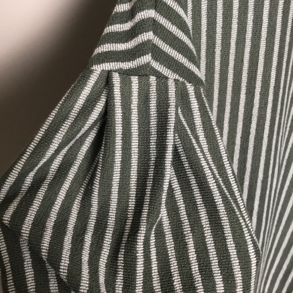 Anthro W5 Top Striped Bell Sleeve Moss Green - Picture 7 of 8